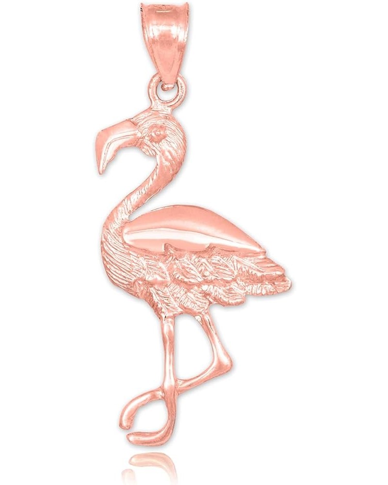 Certified 10K or 14K Yellow, White, or Rose Gold Flamingo Charm Pendant - Choice of Metal 10k Rose Gold $11.87 Pendants