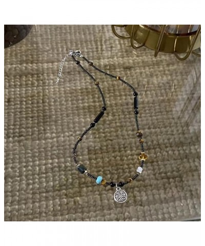 Western Region Necklace Lion Butterfly Beads Natural Stone Retro Beaded Lady Women Girl 17.71 Inch lion $7.79 Necklaces