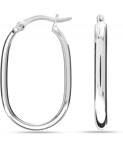 Charmsy 925 Sterling Silver Jewelry Light-Weight Click-Top Rectangular Square Hoop Earrings for Women Silver $16.51 Earrings