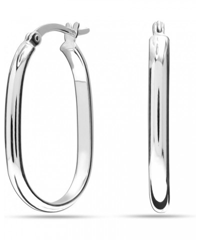 Charmsy 925 Sterling Silver Jewelry Light-Weight Click-Top Rectangular Square Hoop Earrings for Women Silver $16.51 Earrings