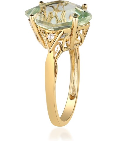 10K Yellow Gold Real Diamond Ring (I1) with Genuine Green Amethyst Daily Work Wear Jewelry for Women Gifts for Her $133.25 Rings