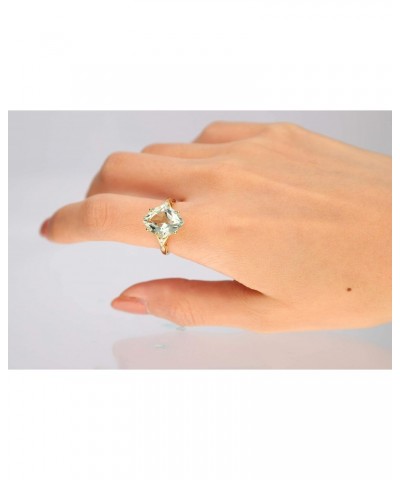 10K Yellow Gold Real Diamond Ring (I1) with Genuine Green Amethyst Daily Work Wear Jewelry for Women Gifts for Her $133.25 Rings