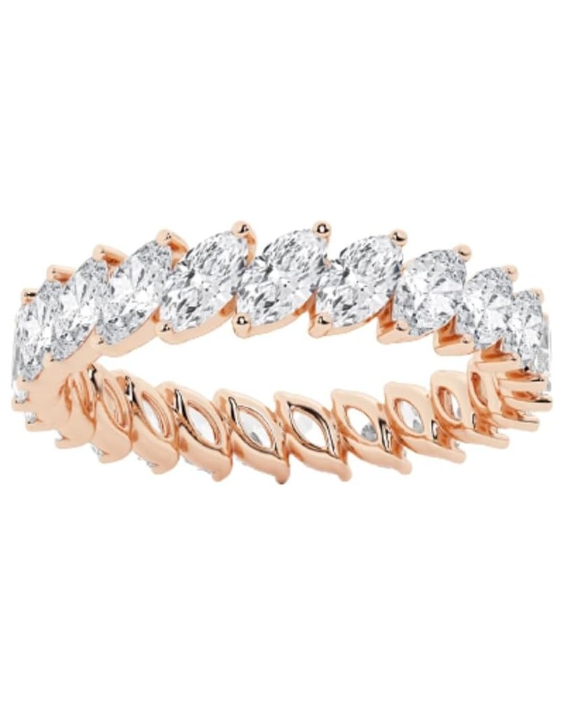 PVN JEWELS Marquise Lab Grown Cubic Zirconia Diamond Eternity Band In 925 Sterling Silver 14K Rose Gold Plated $38.49 Rings