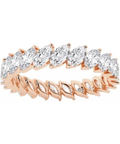 PVN JEWELS Marquise Lab Grown Cubic Zirconia Diamond Eternity Band In 925 Sterling Silver 14K Rose Gold Plated $38.49 Rings