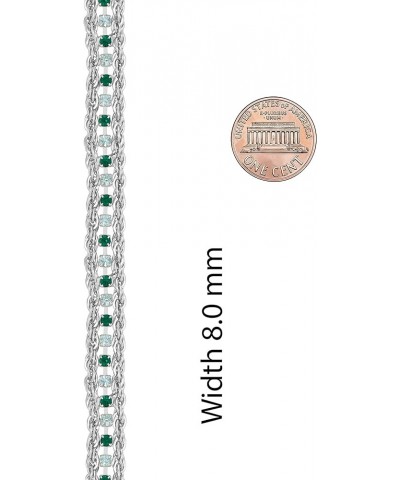 Braided Rope Chain Bracelets with Crystals for Women 24k Gold Plated White Gold - Green & White Crystals 7 inches $27.50 Brac...