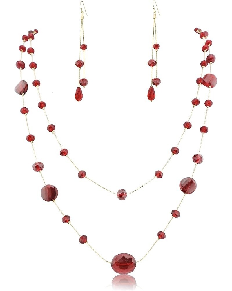 Long Fashion Handmade Scatter Beaded Chain Necklace XL-1021-red $10.43 Necklaces