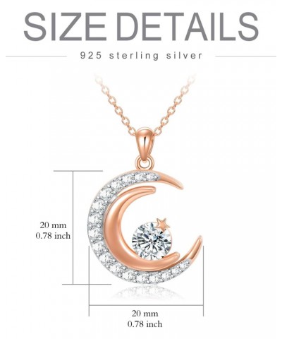 Rose Gold Moon Necklace for Women Sterling Silver Moissanite Diamond Moon Pendant Necklace Jewelry Birthday Valentines Day Gi...