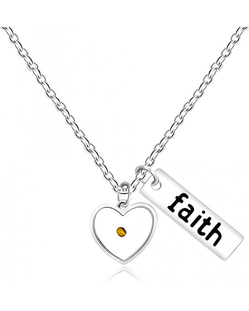 Stainless Steel Faith Real Mustard Seed Pendant Necklace Charm Jewelry for Christian Inspirational Gift Y559 Small-Heart $8.5...