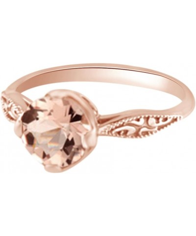 1.26 cttw Simulated Pink Morganite Vintage Style Solitaire Engagement Ring in 14k Solid Gold Pink $466.76 Rings