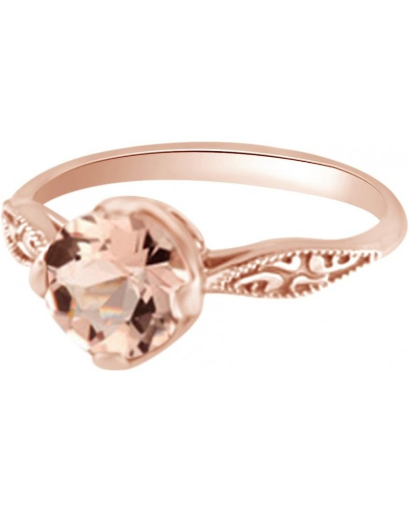 1.26 cttw Simulated Pink Morganite Vintage Style Solitaire Engagement Ring in 14k Solid Gold Pink $466.76 Rings