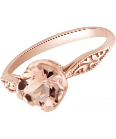 1.26 cttw Simulated Pink Morganite Vintage Style Solitaire Engagement Ring in 14k Solid Gold Pink $466.76 Rings