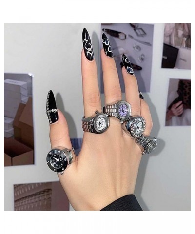 Fashion Novelty Watch Shape Ring Gothic Cool Finger Ring Watch Couple Watches Rings for Bar Party Photography Prop E $5.60 Rings