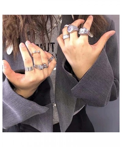 Fashion Novelty Watch Shape Ring Gothic Cool Finger Ring Watch Couple Watches Rings for Bar Party Photography Prop E $5.60 Rings