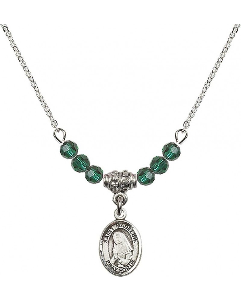 May Birth Month Bead Necklace with Catholic Patron Saint Petite Charm, 18 Inch Saint Madeline Sophie Barat $32.51 Necklaces