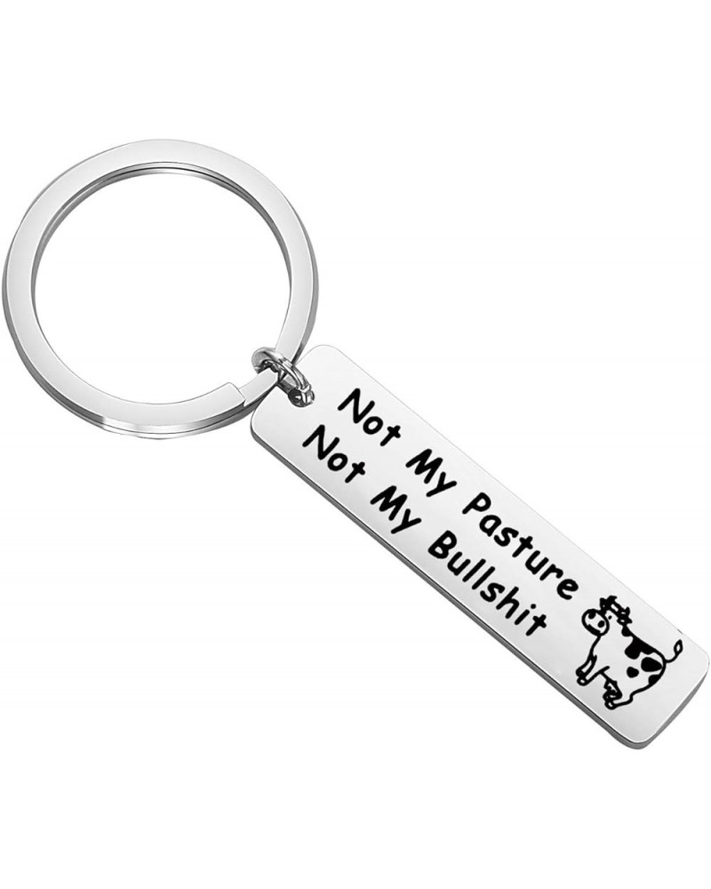 Funny Cow Gift for Cowboy Cowgirl Keychain Not My Pasture Not My Bullshit Keyring Western Keychain Keychain $7.79 Bracelets