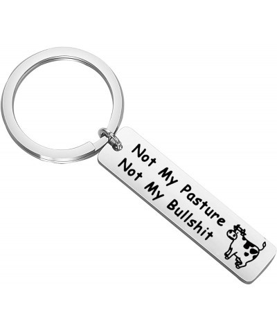 Funny Cow Gift for Cowboy Cowgirl Keychain Not My Pasture Not My Bullshit Keyring Western Keychain Keychain $7.79 Bracelets