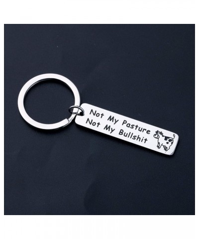 Funny Cow Gift for Cowboy Cowgirl Keychain Not My Pasture Not My Bullshit Keyring Western Keychain Keychain $7.79 Bracelets