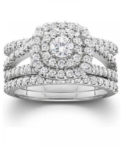 1 1/4ct Diamond Engagement Cushion Halo Wedding Ring Trio Set 10K White Gold $354.20 Rings