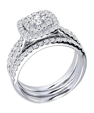 1 1/4ct Diamond Engagement Cushion Halo Wedding Ring Trio Set 10K White Gold $354.20 Rings