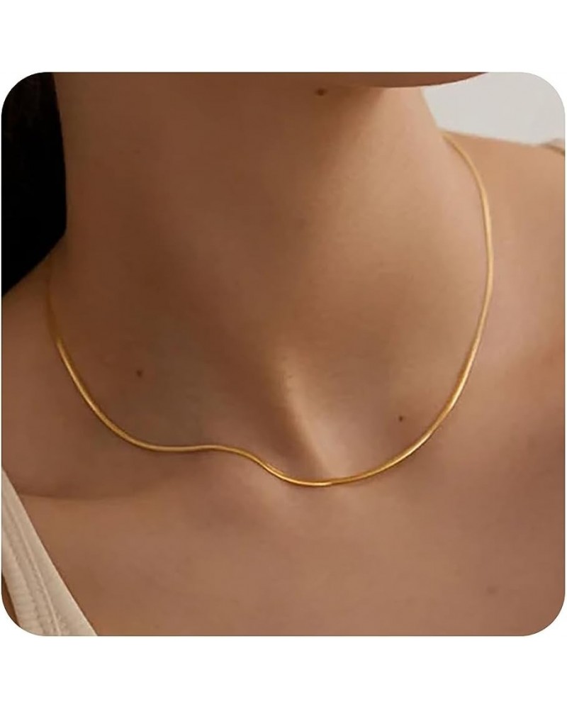 Dainty Choker Necklace for Women 18K Gold Plated Shining Dots Box Chain Sparkle Necklaces Cute Paperclip Link Herringbone Nec...