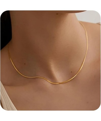 Dainty Choker Necklace for Women 18K Gold Plated Shining Dots Box Chain Sparkle Necklaces Cute Paperclip Link Herringbone Nec...