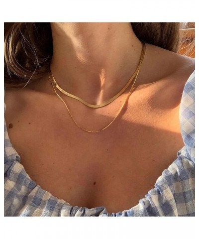 Dainty Choker Necklace for Women 18K Gold Plated Shining Dots Box Chain Sparkle Necklaces Cute Paperclip Link Herringbone Nec...