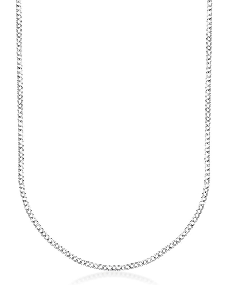 10K Gold 2.0mm Cuban/Curb Link Chain Necklace -Sizes 14"-30", Available in Yellow Gold & White Color - Made In Italy 18 White...