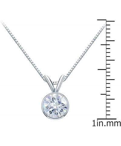 14K Gold Round Bezel-set Solitaire Moissanite Pendant Necklace (1/2 to 3 1/2ct TGW, White) 16 to 18-inch Rose Gold 1.0 carats...