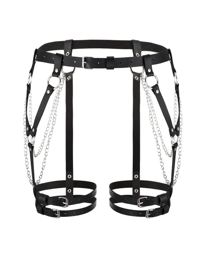 Punk Leg Waist Chain Belt Black Goth Rave Waist Belts Thigh Belly Body Chain Accessory for Women $10.92 Body Jewelry