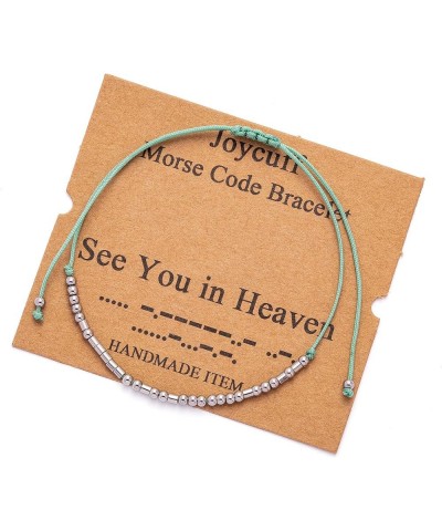 Morse Code Bracelets for Women Unique Funny Gifts for Women Her Handmade Silk Wrap Jewelry See You in Heaven-green $10.58 Bra...