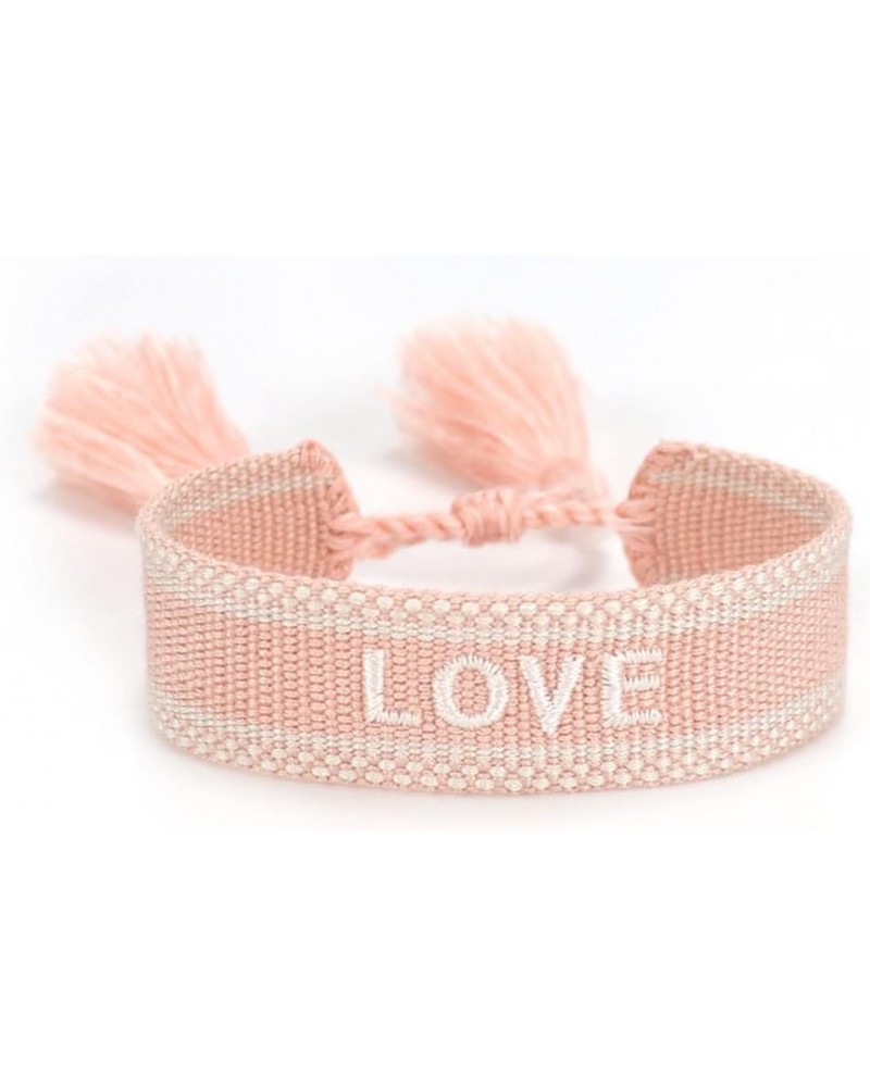 Knitted Love Hope Happiness Dream Wrap Tassel Bracelets for Women Girls love pink $9.17 Bracelets