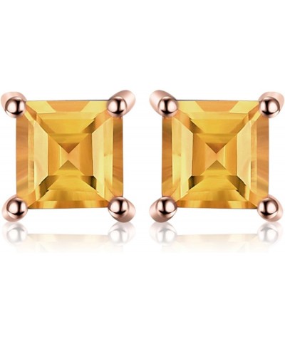 Square 0.8ct Genuine Garnet Peridot Amethyst Citrine Topaz Created Ruby Sapphire Simulated Emerald Gemstone Stud Earrings Wom...