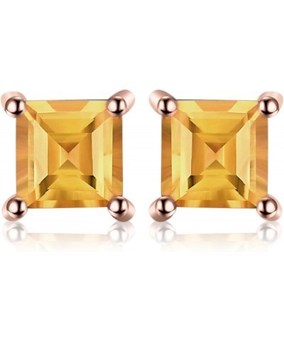 Square 0.8ct Genuine Garnet Peridot Amethyst Citrine Topaz Created Ruby Sapphire Simulated Emerald Gemstone Stud Earrings Wom...