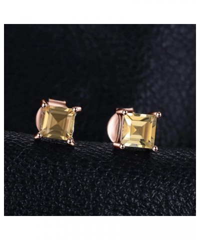 Square 0.8ct Genuine Garnet Peridot Amethyst Citrine Topaz Created Ruby Sapphire Simulated Emerald Gemstone Stud Earrings Wom...