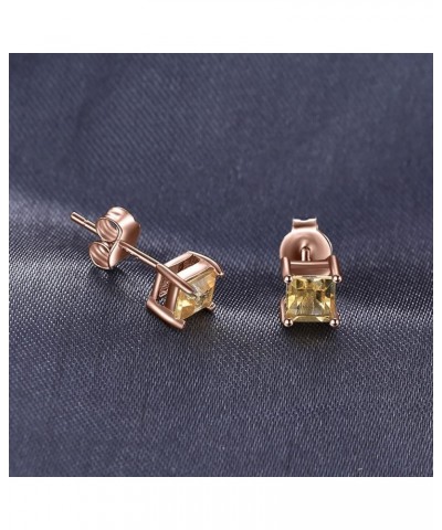 Square 0.8ct Genuine Garnet Peridot Amethyst Citrine Topaz Created Ruby Sapphire Simulated Emerald Gemstone Stud Earrings Wom...