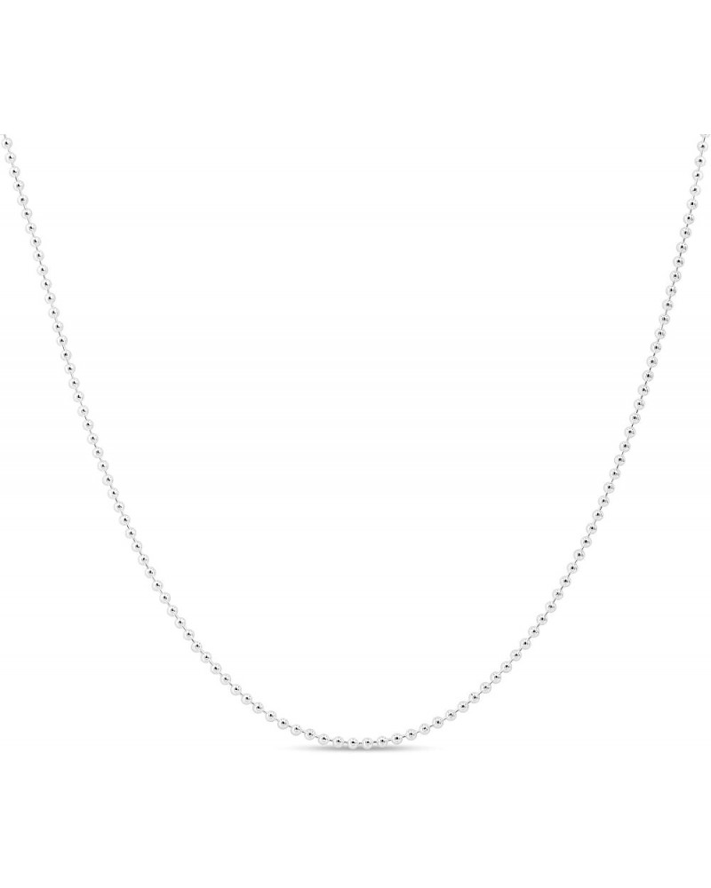 Sterling Silver Italian Ball Bead Chain 1mm Dog Tag Necklace 14 Inches $10.06 Necklaces