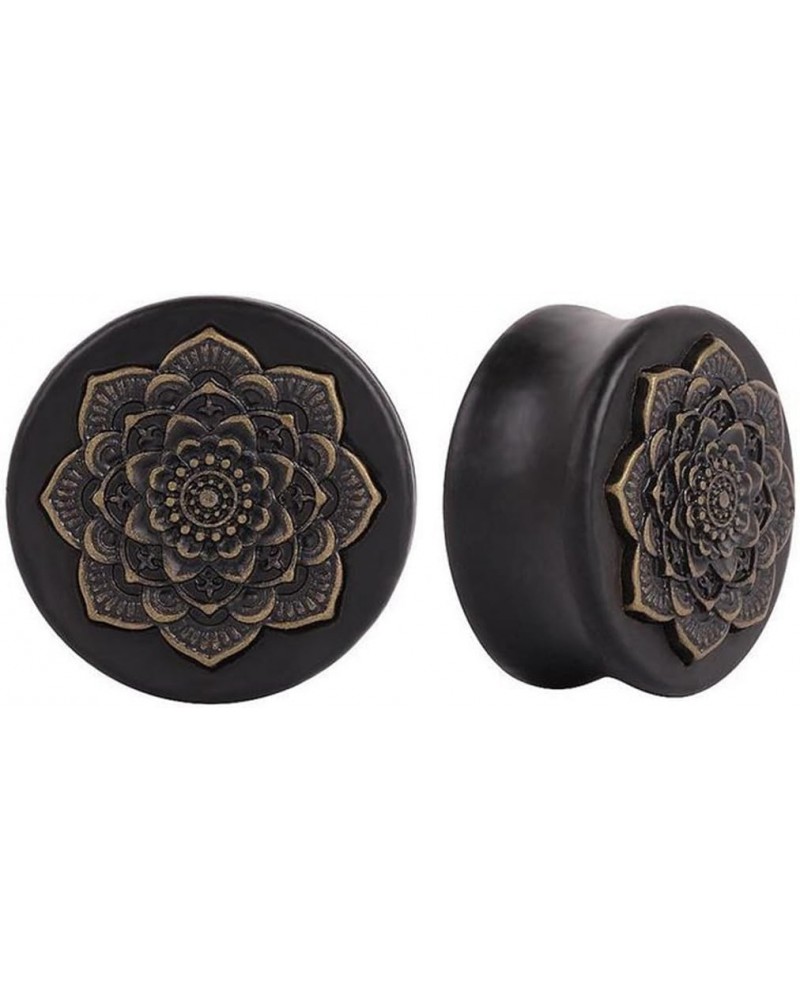 Wood Vintage Brass Flower Ear Plugs Tunnels Saddle Expander Body Piercing (Gauge-9/16"(14mm)) $9.84 Body Jewelry