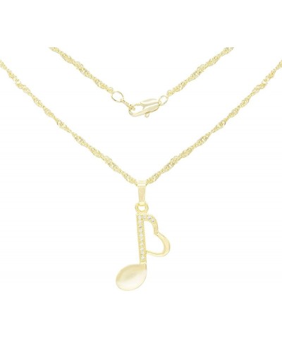 Music Charm Pendant 14K Gold Filled Rope Box Curb Chain Necklace Set Lobster Clasp Fashion Cubic Zirconia Jewelry Gift CZ Cha...