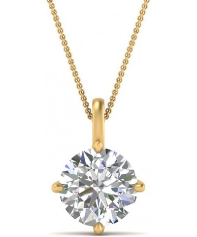 1/4 To 5 Carat Round Cut Lab Grown Diamond Solitaire 4 Prong Necklace Pendant With 18" Chain For Her 14K Gold (SI1-SI2 Clarit...