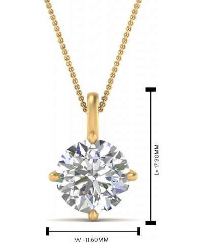 1/4 To 5 Carat Round Cut Lab Grown Diamond Solitaire 4 Prong Necklace Pendant With 18" Chain For Her 14K Gold (SI1-SI2 Clarit...