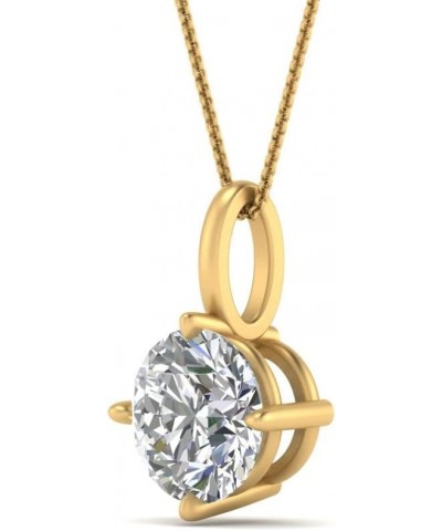 1/4 To 5 Carat Round Cut Lab Grown Diamond Solitaire 4 Prong Necklace Pendant With 18" Chain For Her 14K Gold (SI1-SI2 Clarit...