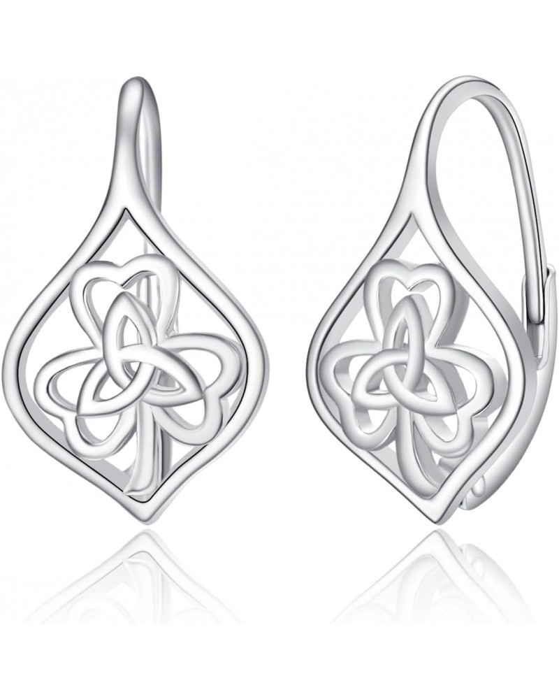 Irish Three Leaf Clover Shamrock Earrings for Women Sterling Silver Celtic Knot Earrings Irish Jewelry Gifts $19.24 Earrings