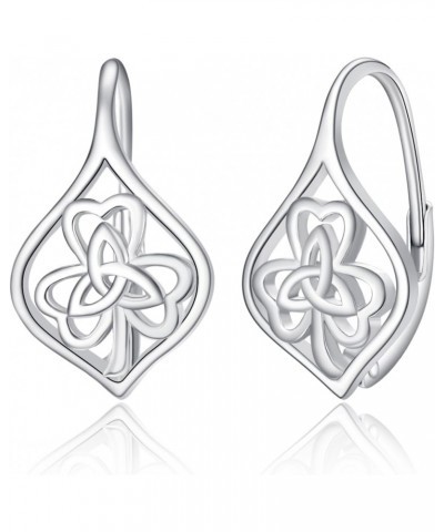 Irish Three Leaf Clover Shamrock Earrings for Women Sterling Silver Celtic Knot Earrings Irish Jewelry Gifts $19.24 Earrings