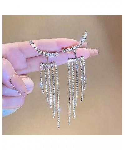 Rhinestone Earrings Prom Earrings for Women Long Tassel Earrings Wedding Earrings for Brides Rhinestone Statement Earrings Pu...