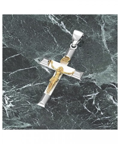 Ladies 32mm 925 Sterling Silver High Polished Crucifix Cross Pendant Necklace, 18in to 24in 20in 2.4mm Rope Chain $38.25 Neck...