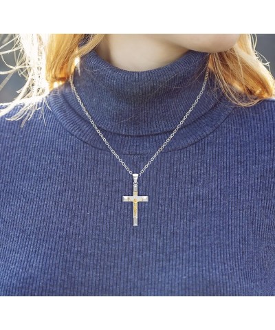 Ladies 32mm 925 Sterling Silver High Polished Crucifix Cross Pendant Necklace, 18in to 24in 20in 2.4mm Rope Chain $38.25 Neck...