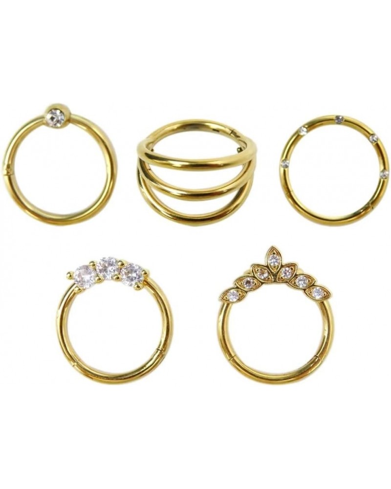 5Pcs Earring Nose Ring Piercing Tragus Hoop Cartilage Earring Hoop Body Piercing Jewelry Nose Ring for Women Girl Gift Gold 8...