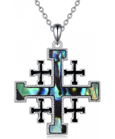 Cross Necklace Sterling Silver Religious Cross Pendant Christians Jewelry Gifts for Women Men Crusader Jerusalem $20.39 Neckl...