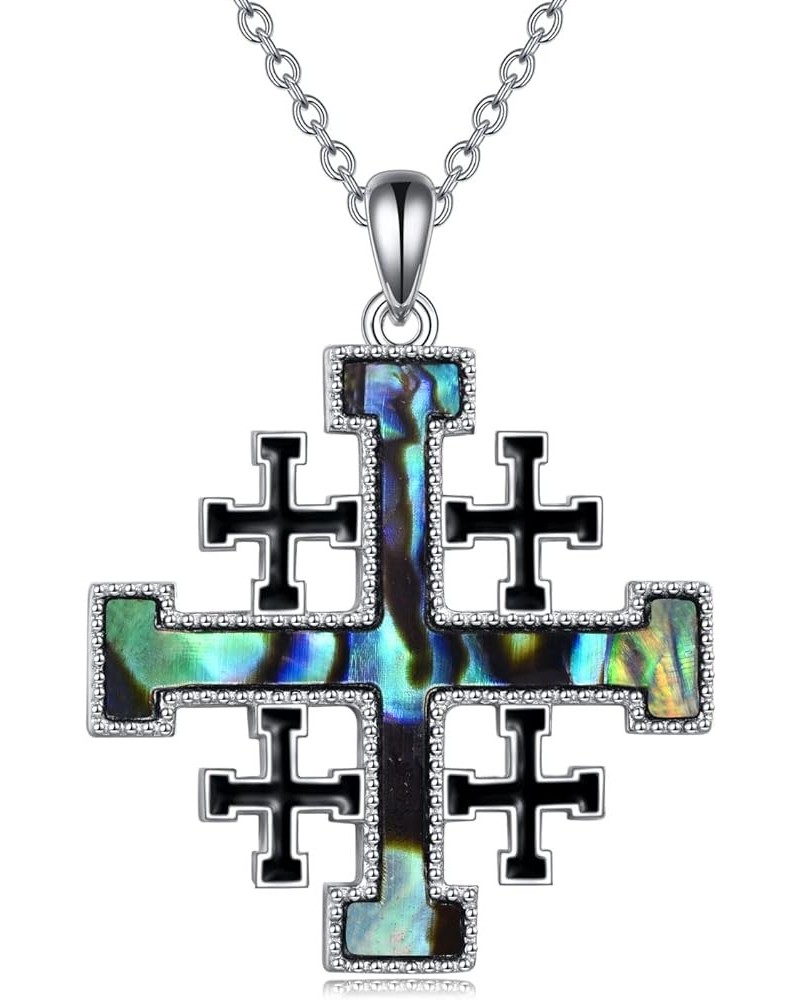 Cross Necklace Sterling Silver Religious Cross Pendant Christians Jewelry Gifts for Women Men Crusader Jerusalem $20.39 Neckl...