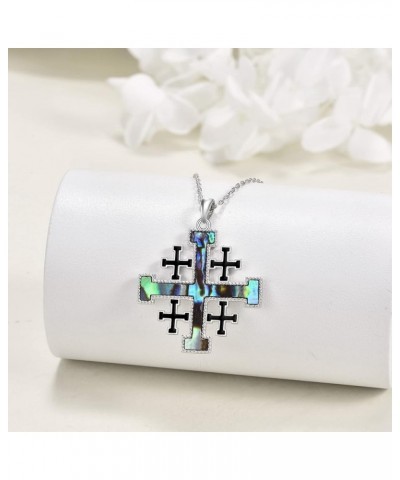 Cross Necklace Sterling Silver Religious Cross Pendant Christians Jewelry Gifts for Women Men Crusader Jerusalem $20.39 Neckl...